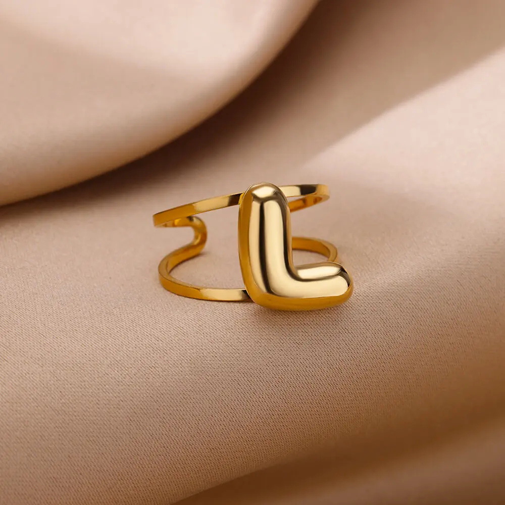 9g Weight 0.03µm-0.05µm Gold Plating Thickness PVD Coated Gold Plating Process Real Gold Plated Plating Material Stone-Free Inlay Material Open Rings Classification 1 Piece Quantity Casual, Daily Occasion 304 Stainless Steel Material Letter Pattern All Seasons Season Unisex Gender Simple Style Style Waterproof Non Tarnish, Plating Craft PVD Coated Real Gold Plated Letter 304 Stainless Steel Simple Style Waterproof Non Tarnish Open Rings 17