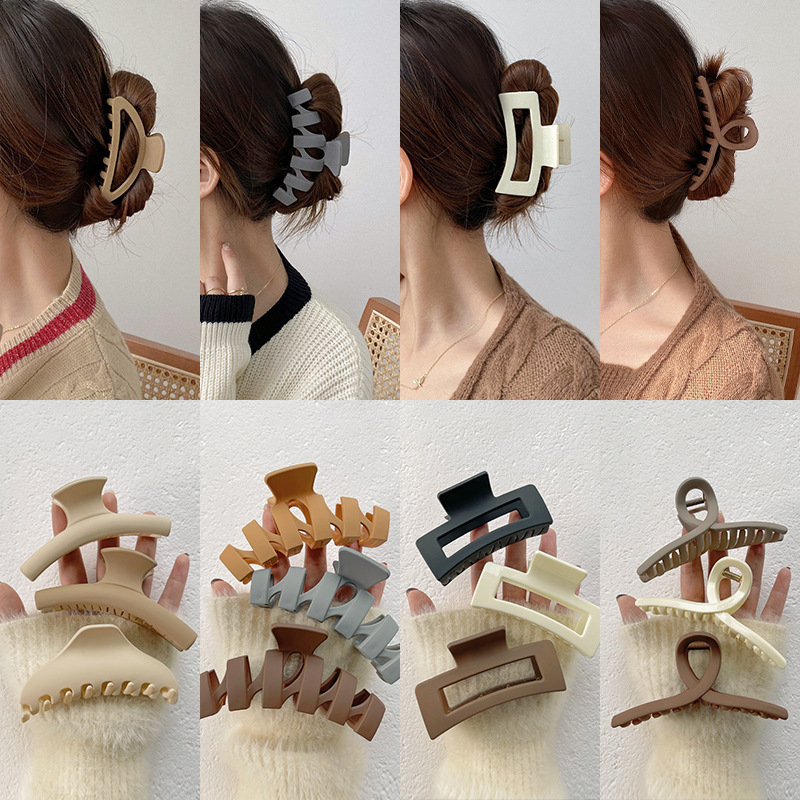 Vintage matte sand candy-colored hair clip hair claw back of the head large shark clip hair fixing hair accessory ponytail clip for girls