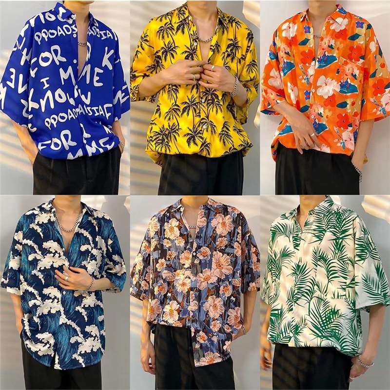 Vintage Hong Kong-Style Floral Short-Sleeve Shirt with Thai and Hawaiian Design, Loose and Stylish