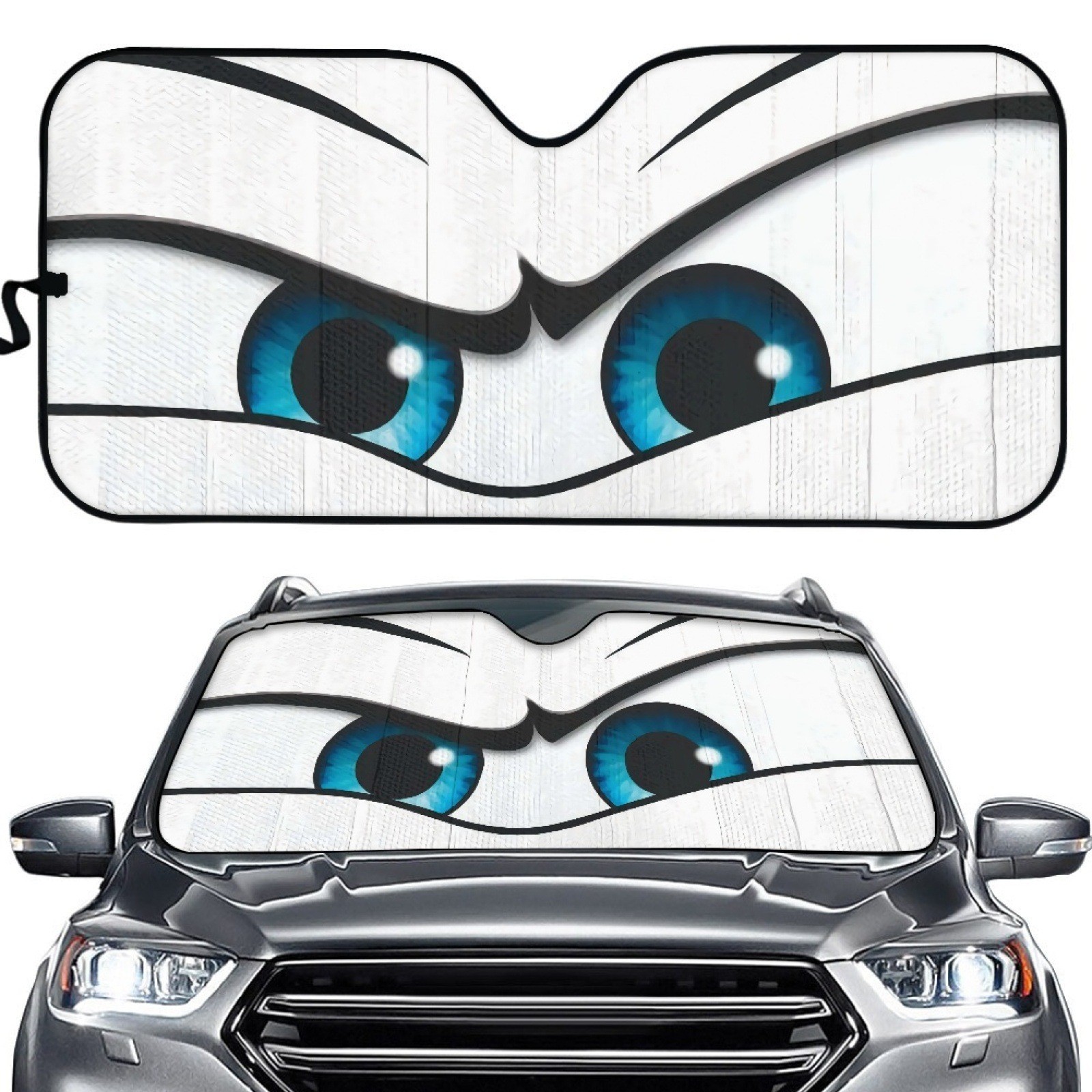 Car sun shield coated silver cloth sun visor evil eye cartoon sunshade a variety of cross-border heat insulation pad a generation of hair