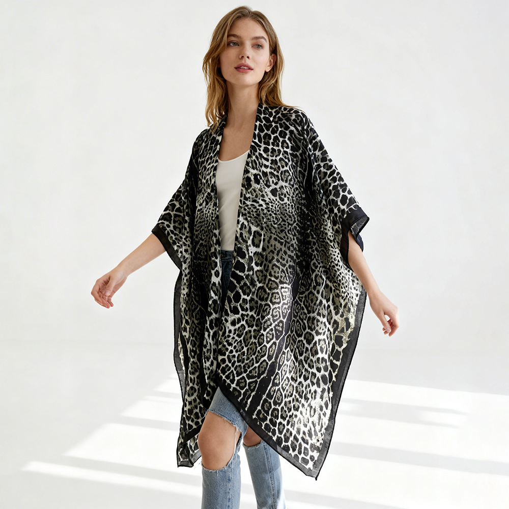 2026 estampado de leopardo moda playa diosa sexy cardigan traje de baño con camisa de mujer protector solar image 2