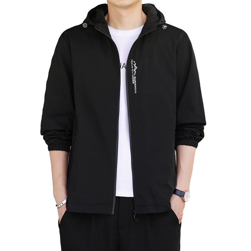 Chaqueta con capucha de los hombres de primavera y otoño casual cremallera abrigo ropa de trabajo deportiva estilo coreano de moda abrigo a juego