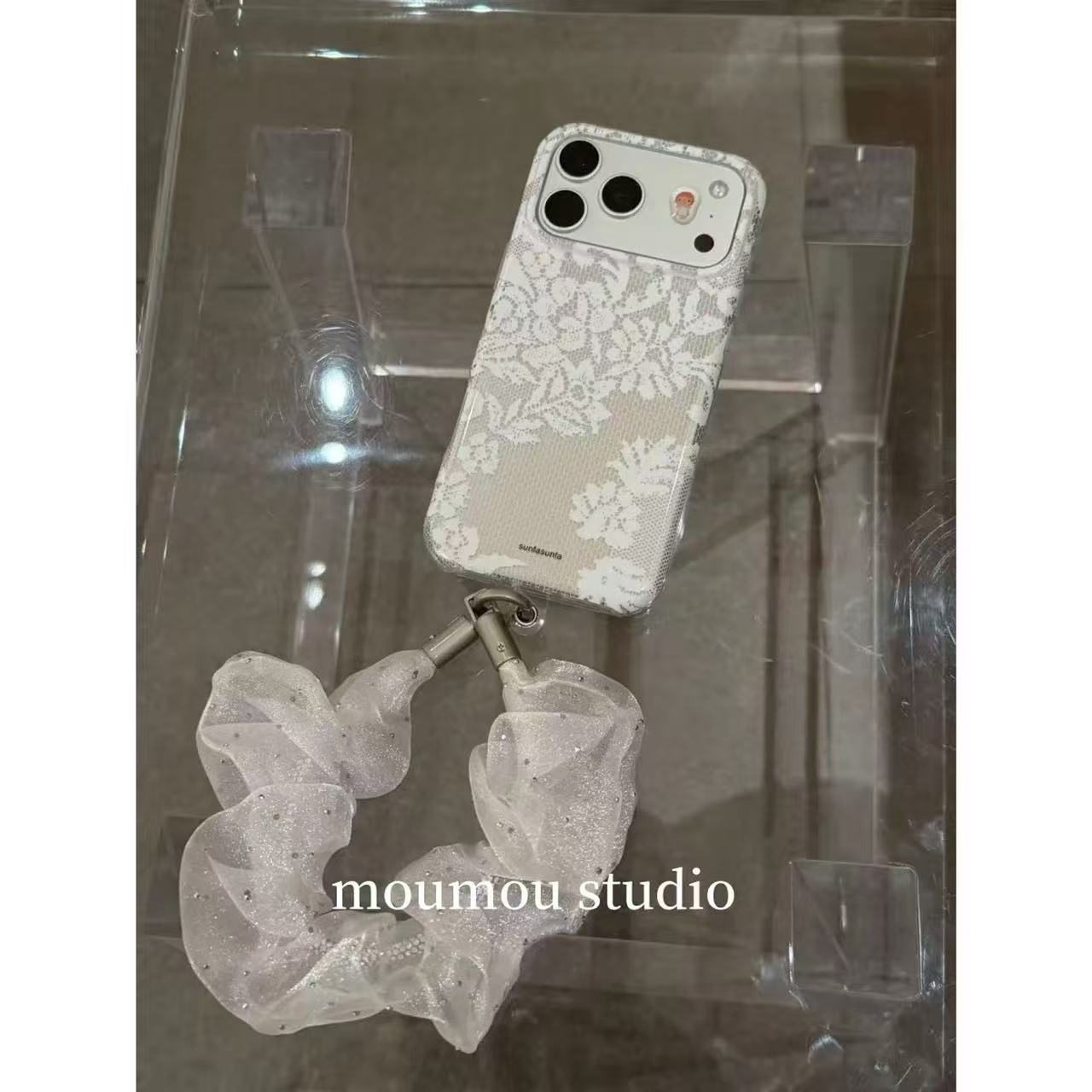 ins韩系白色蕾丝花朵适用于苹果17promax手机壳16保护套15氛围感