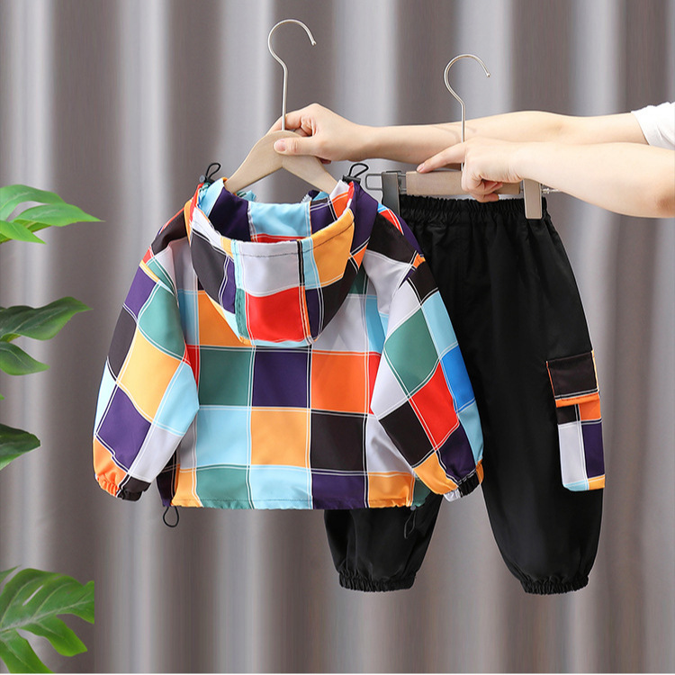 6211 juegos de niños primavera y otoño juegos de deportes con capuzas de dos piezas 2025 nuevo estilo frito calle guapo bebé de otoño