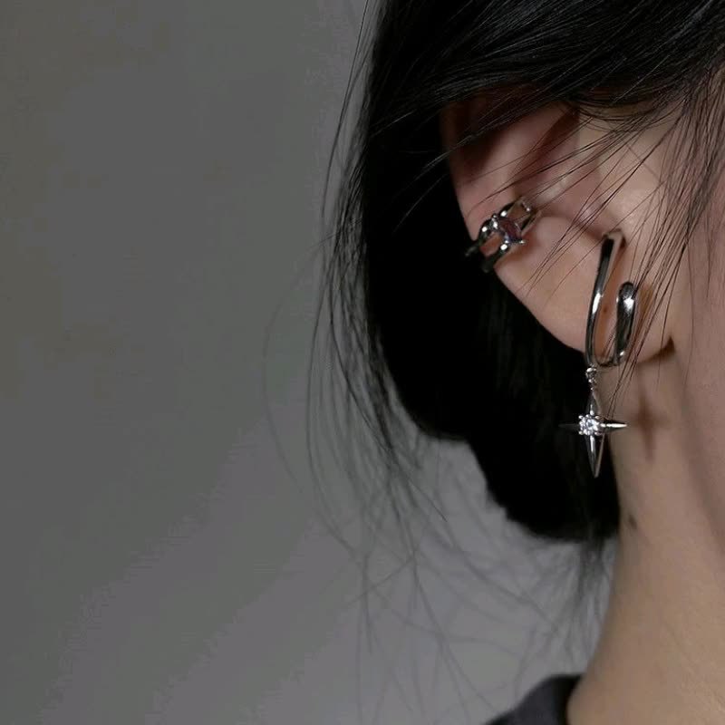 Estilo europeo y Americano fresco clip de hueso del oído personalizado simple clip de oreja hembra No perforado INS nicho de diseño sentido alto sentido pendientes