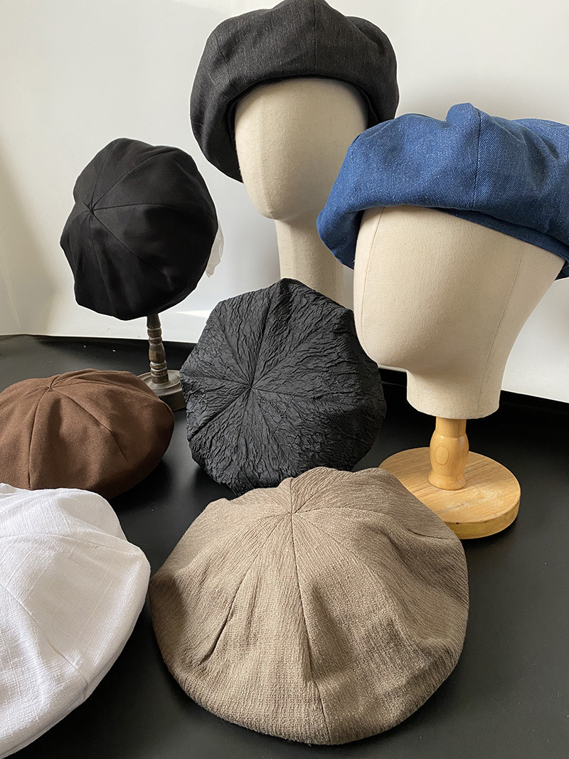 Large-brimmed baseball cap, big face, square face, large head, small face, eight-pointed hat, artist's hat, autumn and winter foreign trade casual hat