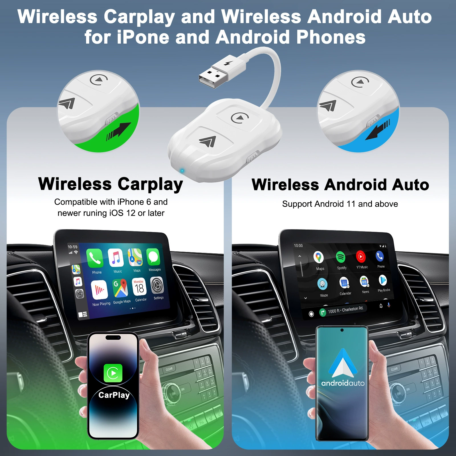 Коробка беспроводного CarPlay Direct и проводной Android Auto CarPlay Box Two-in-One