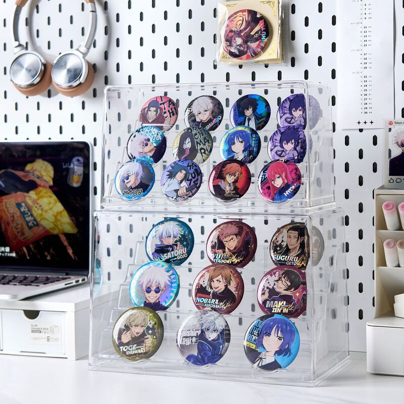 Transparent Desktop Storage Box Dustproof Anime Merchandise Round Badge Display Stand Two-Dimensional Badge Holder Transparent Desktop Storage Box Dustproof Anime Merchandise Round Badge Display Stand Two-Dimensional Badge Holder