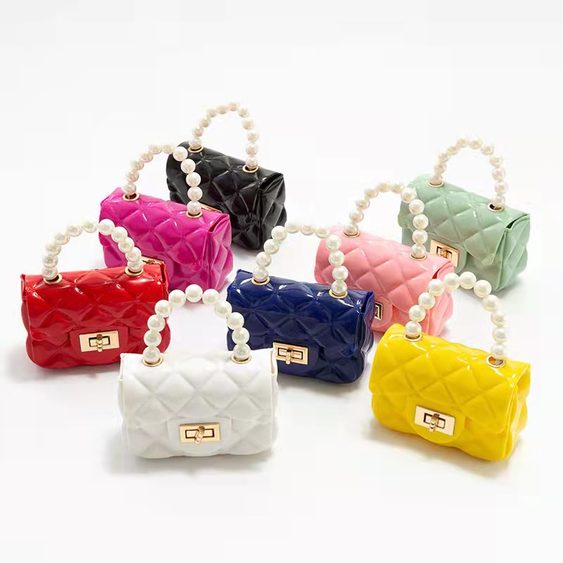 Jelly Bag Ladies Shoulder Tote Bag Women Fashion Pearl Chain Portable Mini Diagonal Small Bag Factory Spot