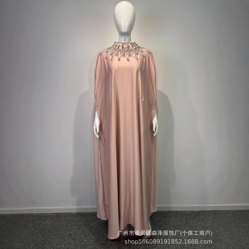 Cross-Border E-Commerce Women's Clothing: Cape Batwing Dress with Rhinestones, Amazon's Best-Selling Item Cross-Border E-Commerce Women's Clothing: Cape Batwing Dress with Rhinestones, Amazon's Best-Selling Item