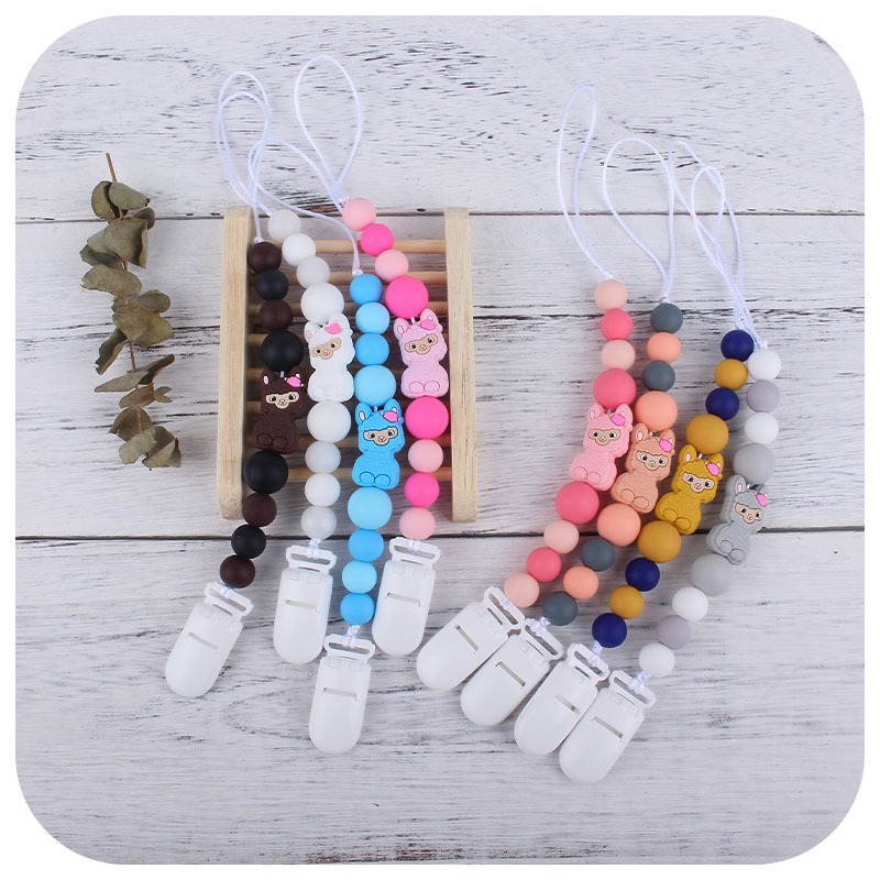 Nueva silicona mordedor palo pezón cuerda materna e infantil suministros Bebé chupete silicona oveja pezón cadena anti-caída