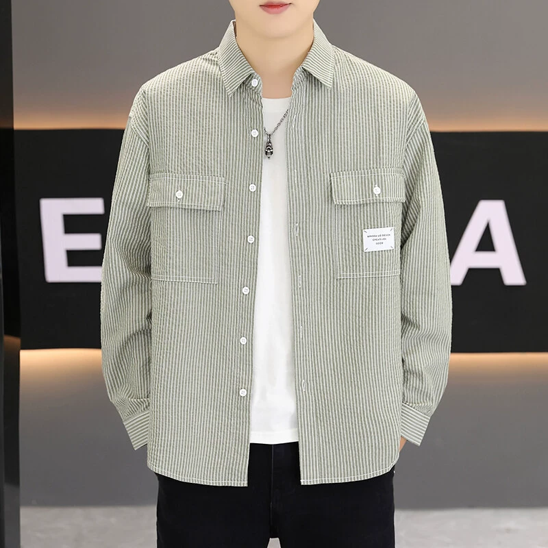 2025 Heng Xin основная акция мужская новая весенняя повседневная рубашка в гонконгском стиле с длинными рукавами куртка пальто 0108