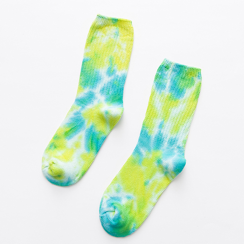 Colorful Tie-dye Mid-calf Crew Socks For Couples Trendy Thick_voghion.com
