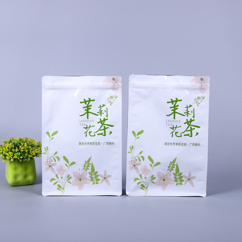 现货茉莉花茶叶包装袋 通用250克500g八边封自立自封茶叶防潮密封