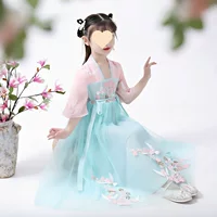 Летнее платье Hanfu для девочек, детский древний костюм супер феи, платье феи для детей среднего возраста, платье принцессы в китайском стиле в стиле ретро