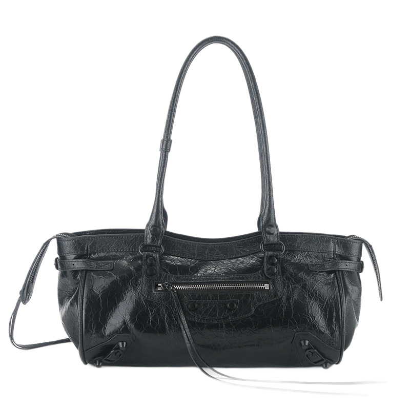 Baja East-West Spicy Girl Studded Motorcycle Shoulder Bag Women's Retro Commuter Large Capacity Handbag - Thumbnail 5