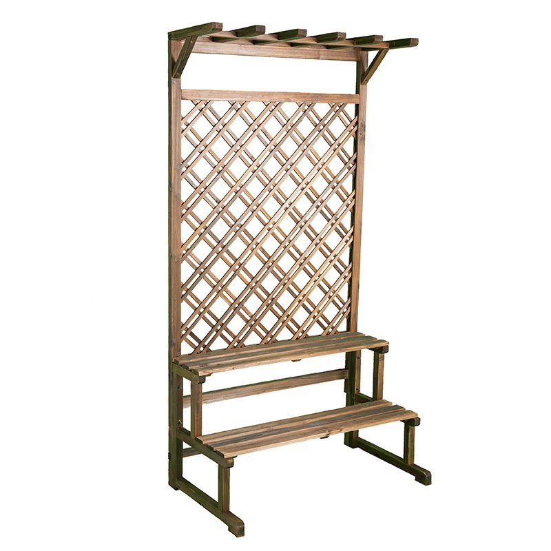 Soporte de flores de madera anticorrosión Soporte de maceta rejilla de piso estante de flores de patio interior madera maciza terraza de varios pisos al aire libre