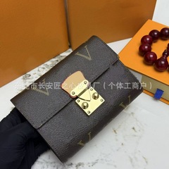 外贸跨境经典老花方格钱包男女通用大容量钱夹长款手拿包短款卡包
