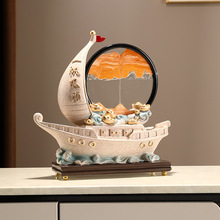 一帆风顺船创意解压沙漏流沙画摆件家居高档玄关酒柜电视柜装饰品