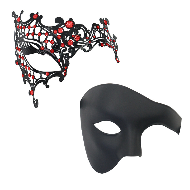 Carnaval Venecia espectáculo de baile de máscaras props hierro forjado máscaras de diamantes máscaras de metal medio cara roja