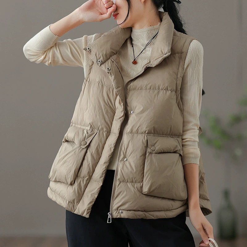 Winter down jacket, retro velvet vest with down, duck down