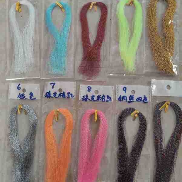 紫红七彩曲线彩丝钓具绑钩珠光深蓝曲线闪丝仿金属金银旋转亮片