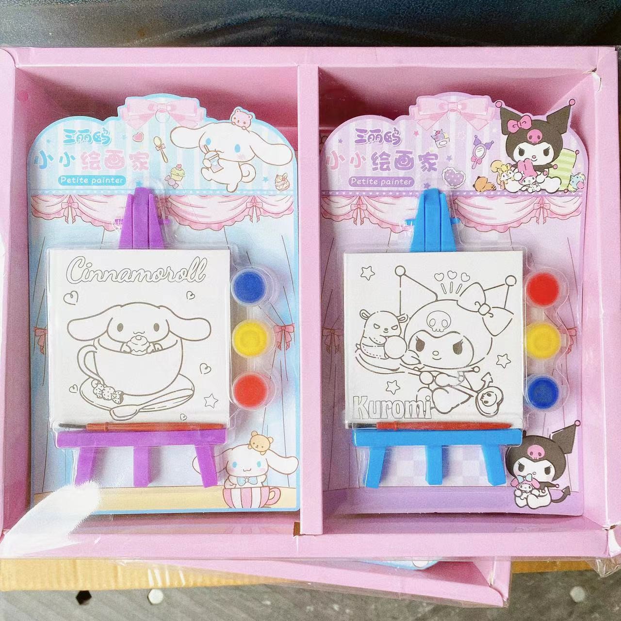 Xiaoxiao pintor sanli ou patrón de dibujos animados pintura hecha a mano de los niños con caballete pigmento educativo pintura para colorear premio