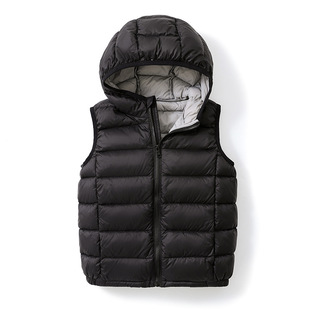 Autumn and Winter Children's Lightweight Vest Boys and Girls Baby Short Hooded Down Vest White Duck Down Warm Jacket