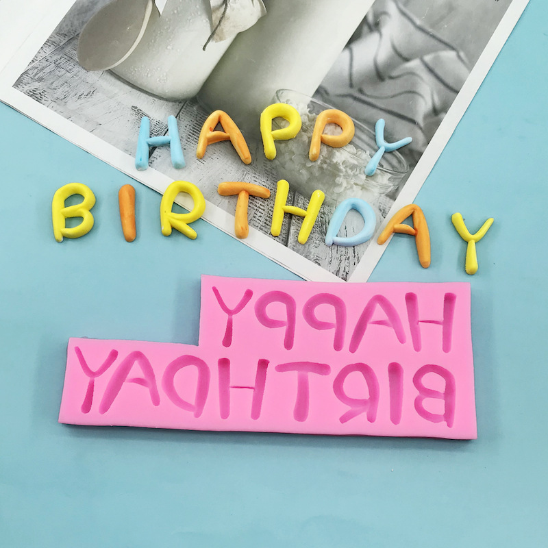 Английский HappyBirthday силиконовая плесень Шоколадный сахар DIY детский день рождения торт украшения выпечки