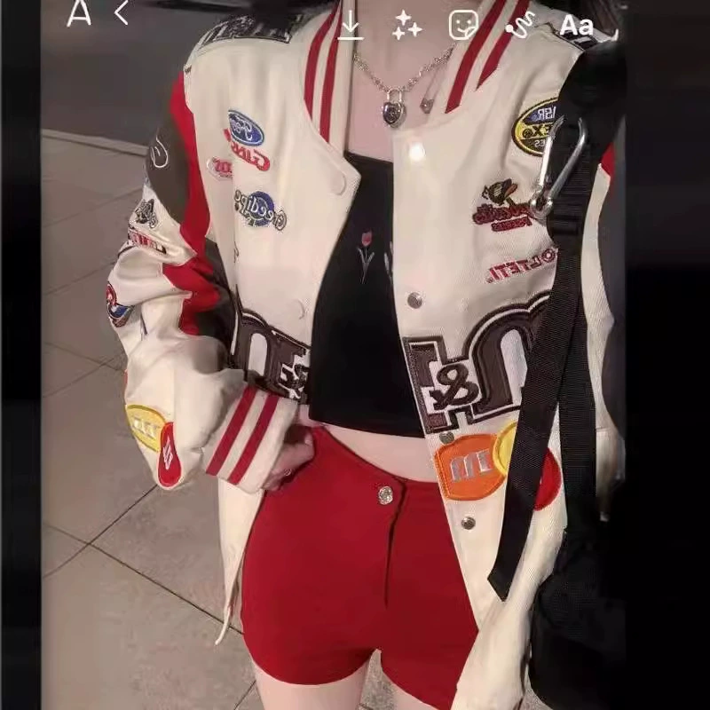 Removable retro jacket for beloved hip-hop style, baseball uniform, American style, oversize