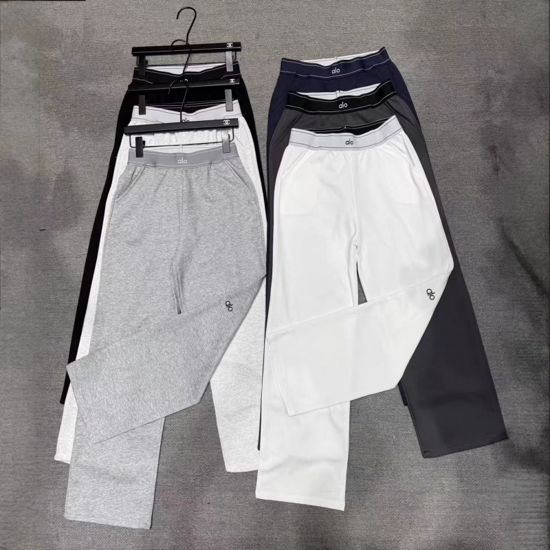 Alo26 Spring Casual Sports Sweatpants Women's High-Waisted Wide-Leg Pants with Drawstring, Loose Fit, Slimming, Drapey Casual Pants