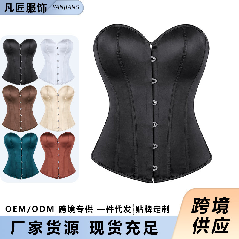Cross-Border New Women's Classic Corset Solid Color Fishbone Tube Top Shapewear Outer Wear Banquet Dress Matching