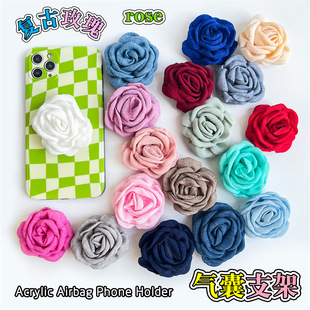 Zhao Lusi's Same Style Midsummer Rose Mobile Phone Airbag Holder Lazy Retractable Desktop Back Sticker Transparent Holder