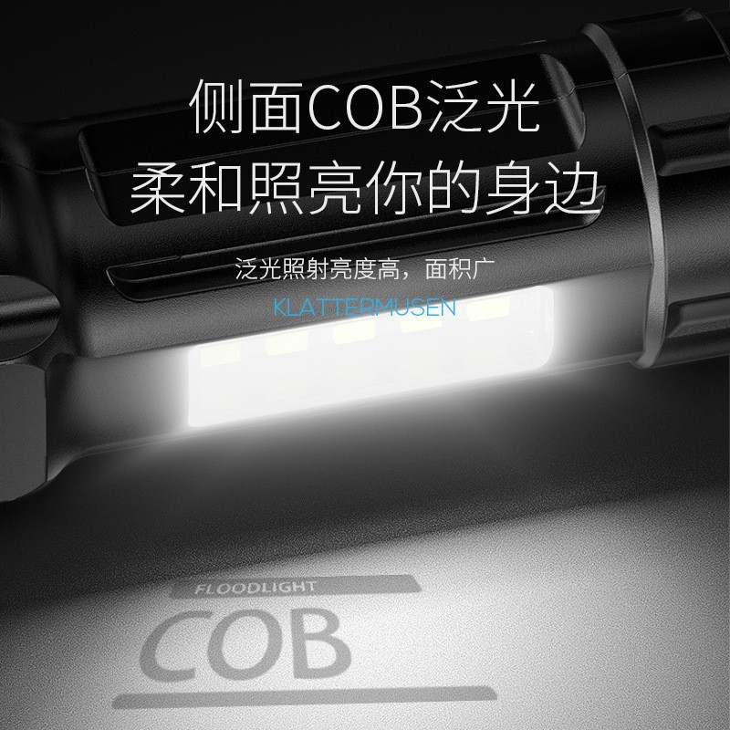 Transfronterizo nuevo zoom telescópico zoom flash linterna de carga USB portátil concentrado de luz de carga del teléfono móvil