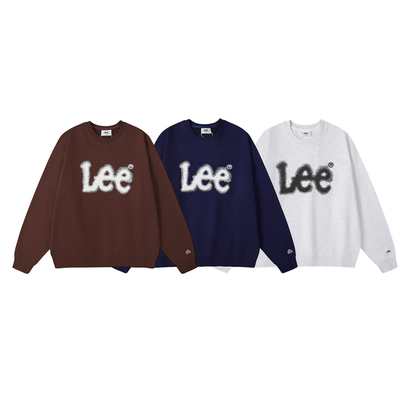 South Korea Lee tpab new style inkjet letter printing loose all-match men and women same style couple Terry sweater long sleeve