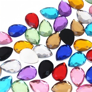 Hot selling water drop acrylic diamond flat bottom fake gem manufacturer wholesale flat section crystal bead accessories multi-size