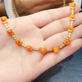 跨境专供天然火欧泊手链轻奢高级感手链珠串5*5mm新款手饰