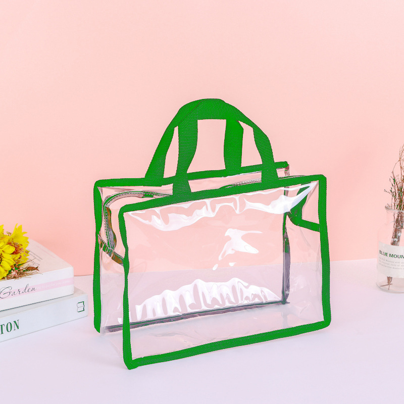 Bolso de PVC bolsa de cosméticos bolsa de almacenamiento de plástico impermeable transparente personalizada bolsa de lavado con cremallera de gelatina de viaje
