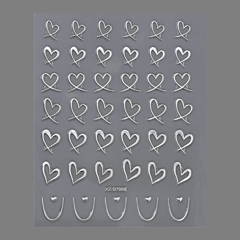 Pegatinas de uñas con forma de corazón hueco, láser dorado y plateado, pegatinas de uñas rojas con reverso adhesivo, pegatinas de uñas con forma de corazón torcido image 25
