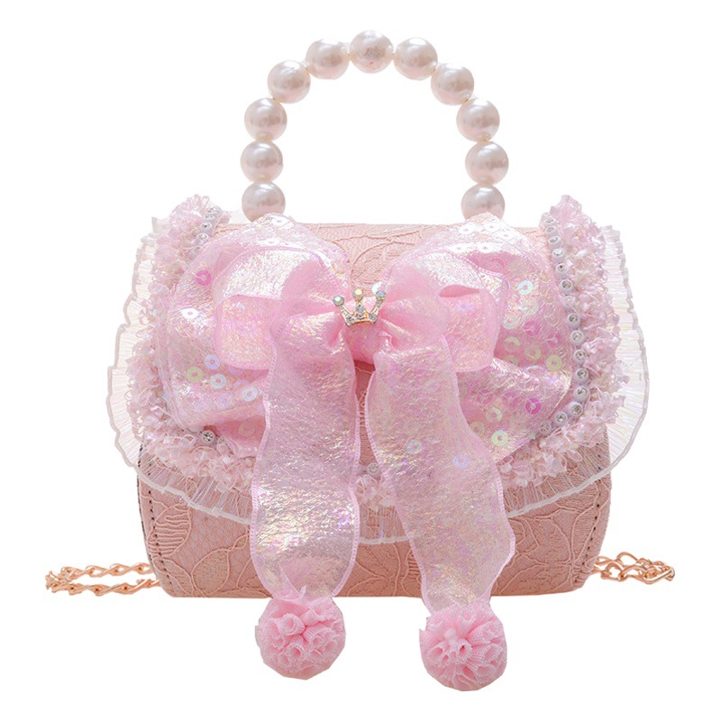 Estilo coreano de los niños bolsa de moda princesa arco bolso de estilo occidental chica estilo Chanel cadena mensajero bolsa de hombro
