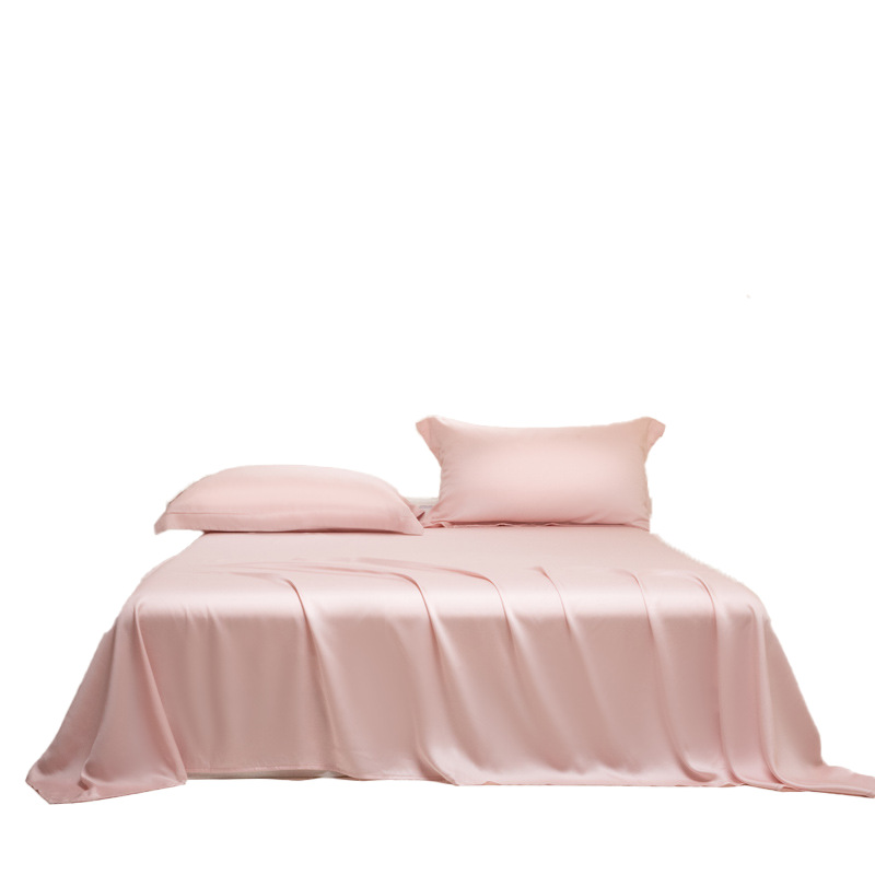 Sábana de seda de 100 días de verano, una sola pieza, color sólido, sensación fresca, seda de hielo, dormitorio, cama desnuda para dos personas, funda de almohada, juego de tres piezas