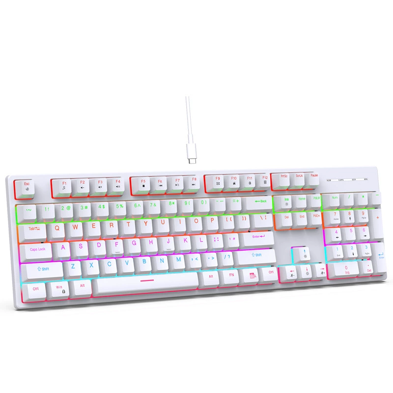Настоящая механическая клавиатура от производителя, RGB, синие переключатели, пыле- и влагозащита, 104 клавиши, конкурентная металлическая клавиатура