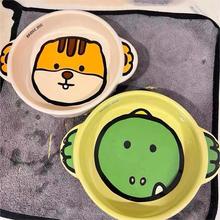 陶瓷碗猫用酷彩宠物碗双耳朵猫咪狗狗卡通碗嵌入式防打翻宠物用品