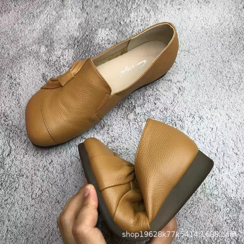 35-43 большие размеры, новые весенне-осенние женские туфли на плоской подошве, удобные туфли на плоской подошве с круглым носком, нескользящая износостойкая обувь для мам среднего возраста, женская обувь