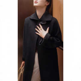 能爱到天荒地老的一件！！知性好气质，LP重磅黑色双面山羊绒大衣