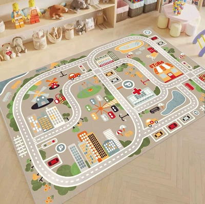 Avtomobil döşəmə paspasları, Parking Lot Play Mat for Kids - parking-lot-mat-2-80120cm-crystal-velvet