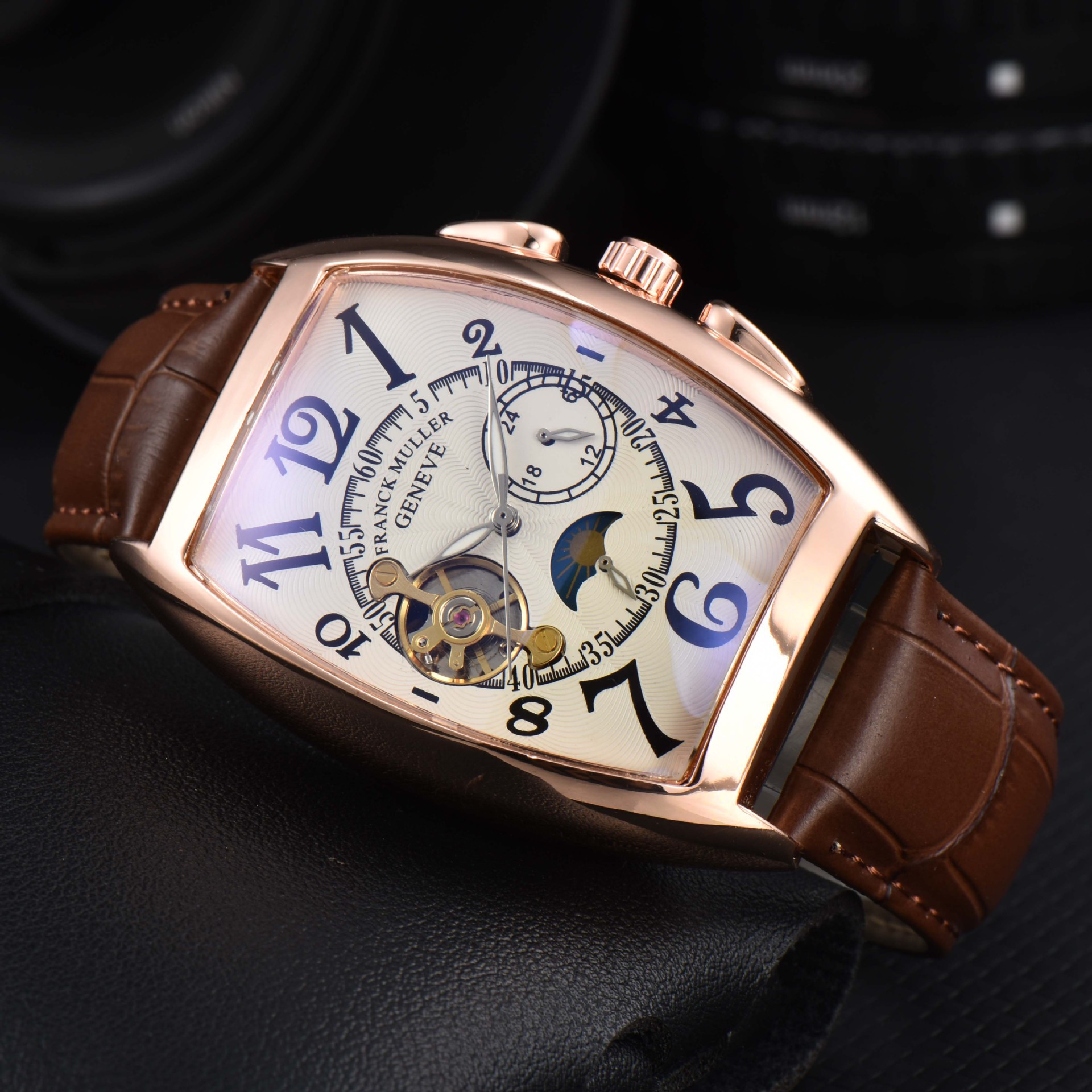 2024 Frank Fm Tourbillon Fully Automatic Mechanical Five-Pin Men's Casual Watch Manufacturer Supply One Piece Wholesale