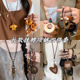Cute Niche Design Alkaline Knot Bread Pendant Necklace Women's Autumn and Winter Croissant Long Sweater Chain Accessories Sweater Chain