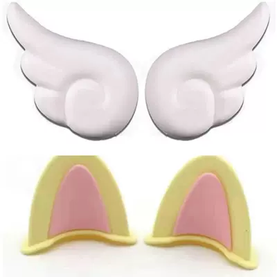 Electric scooter/motorcycle angel wing Motosiklet kaskı (dəbilqə) - white-wings-yellow-pink-two-tone-cat-ears