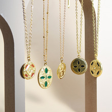 Collier en acier au titane pendentif polyvalent incolore pierre naturelle goutte d'huile mode été nouveau produit chaîne de collier doux_voghion.com